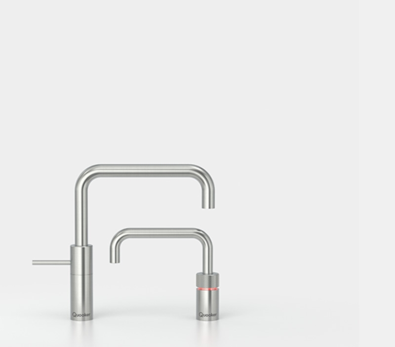 Смесители Quooker Nordic Square Twintaps, PRO3-VAQ, массивная нержавеющая сталь, NMSSSTNSSSSTPRO3, ГАРАНТИЯ 7 ЛЕТ