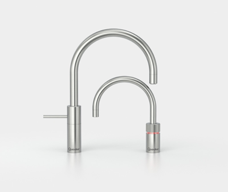 Смесители Quooker Nordic Round Twin, COMBI+ Plus, массивная нержавеющая сталь, NMRSSTNSRSSTCOMBI+, ГАРАНТИЯ 7 ЛЕТ
