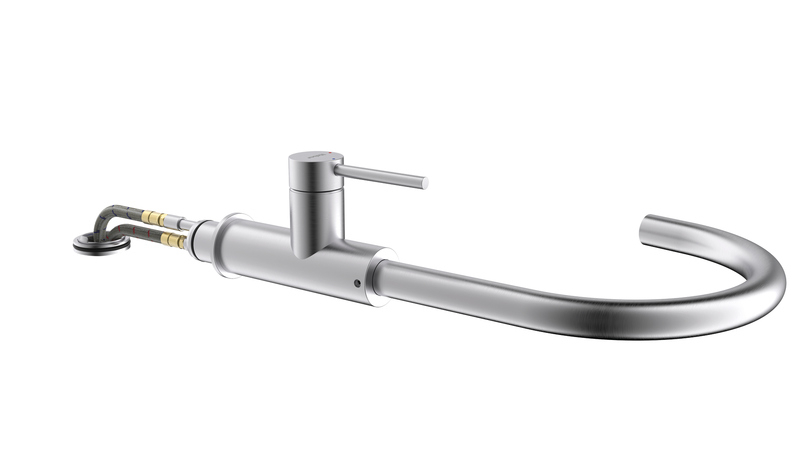 Naber SERVIZIO Namor® 5 window fitting, stainless steel, high pressure, swiveling, single lever mixer, 5025042
