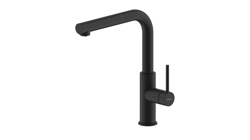 Naber SERVIZIO Namor® 7, matt black, low pressure, single lever mixer, pull-out, swiveling, 5025019