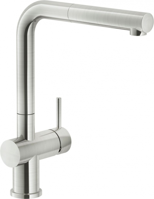 Systemceram KeraDomo SILA, single lever mixer with pull spout, low pressure, 10304, color stainless steel finish