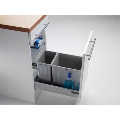 WESCO® Pullboy Vario 320 S/400-2, existing pull-outs, aluminum gray, 25 l, 8011605