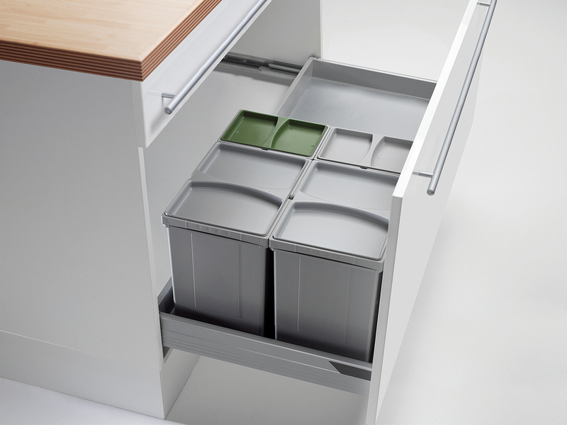 WESCO® Pullboy Vario 300 S/800-4, waste system for existing pull-outs, aluminum gray, 50 l, 8011640