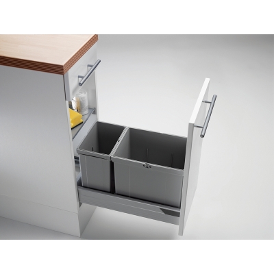 WESCO® Pullboy Vario 335 S/300-2, waste system for existing pull-outs, aluminum gray, 25 l, 8011623