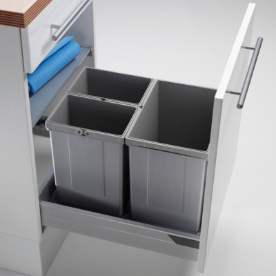 WESCO® Pullboy Vario 320 S/500-3, aluminum gray, for existing pull-outs, 33 l, 8012010