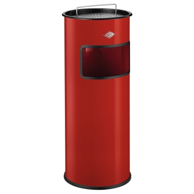 WESCO® standing ashtray 50 with sieve and insert, red, foot pedal mechanism, 24 l, 8012184