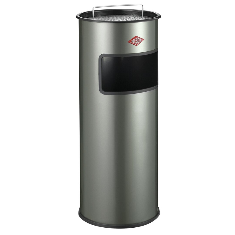 WESCO® standing ashtray 50 with sieve and insert, nickel silver, foot pedal mechanism, 24 l, 8012185