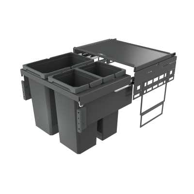 Naber Cox® Base 460 S/600-3, front pull-out waste system, anthracite, 53 l, 8013354
