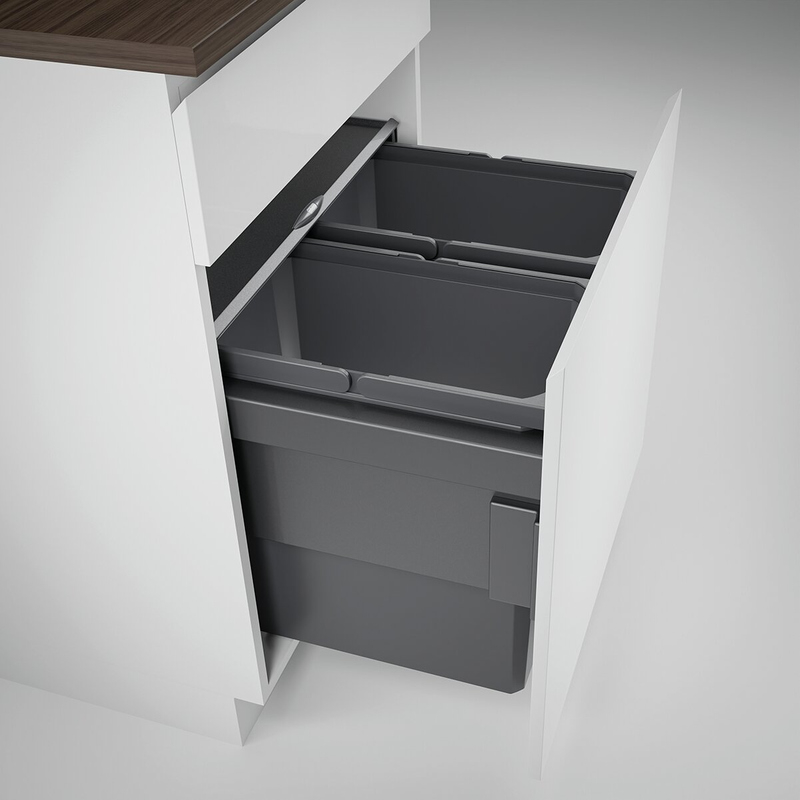 Naber Cox® Base 460 S/600-2, anthracite, front pull-out waste system, full extension, 56 l, 8013308