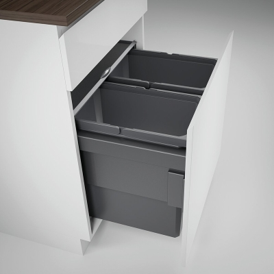 Naber Cox® Base 460 S/600-2, anthracite, front pull-out waste system, full extension, 56 l, 8013308