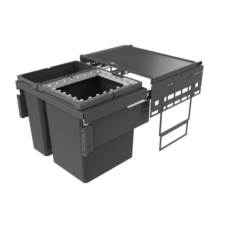 Naber Selectakit Cox® Base 460 R/600-2, waste system, front pull-out system, full extension, anthracite, 60 l, 8013446