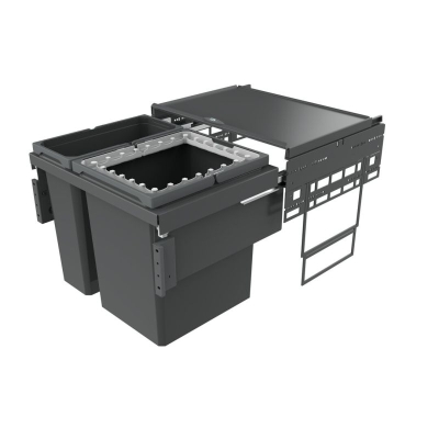 Naber Selectakit Cox® Base 460 R/600-2, waste system, front pull-out system, full extension, anthracite, 60 l, 8013446