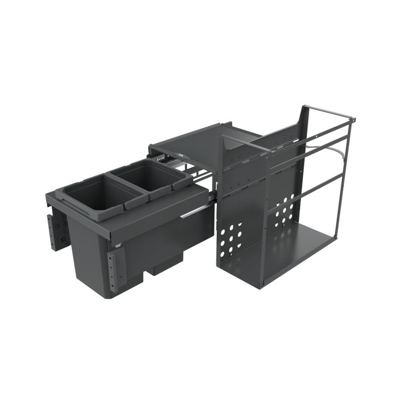 Naber Cox® Base Q 360 S/400-2, without organic cover, anthracite, front pull-out waste system, full extension, 20l, 8013348