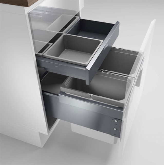 Naber Selectakit Cox Base 360 ​​K / 500-2 with base board, front pull-out waste system, light gray, with organic lid, 8012801