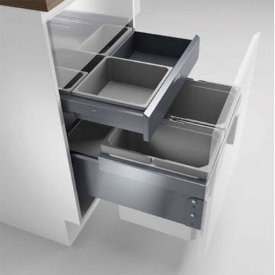 Naber Selectakit Cox Base 360 ​​K / 500-2 with base board, front pull-out waste system, light gray, with organic lid, 8012801