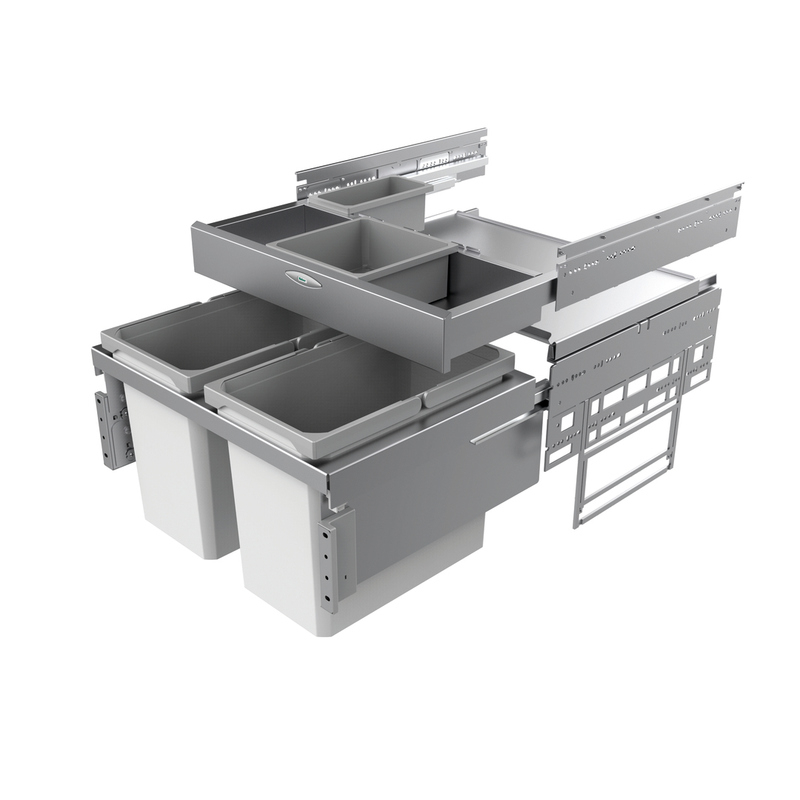 Naber Cox® Base 360 ​​S/600-2 with base board, light gray, front pull-out with additional drawer, light gray, 44 l, 8012373