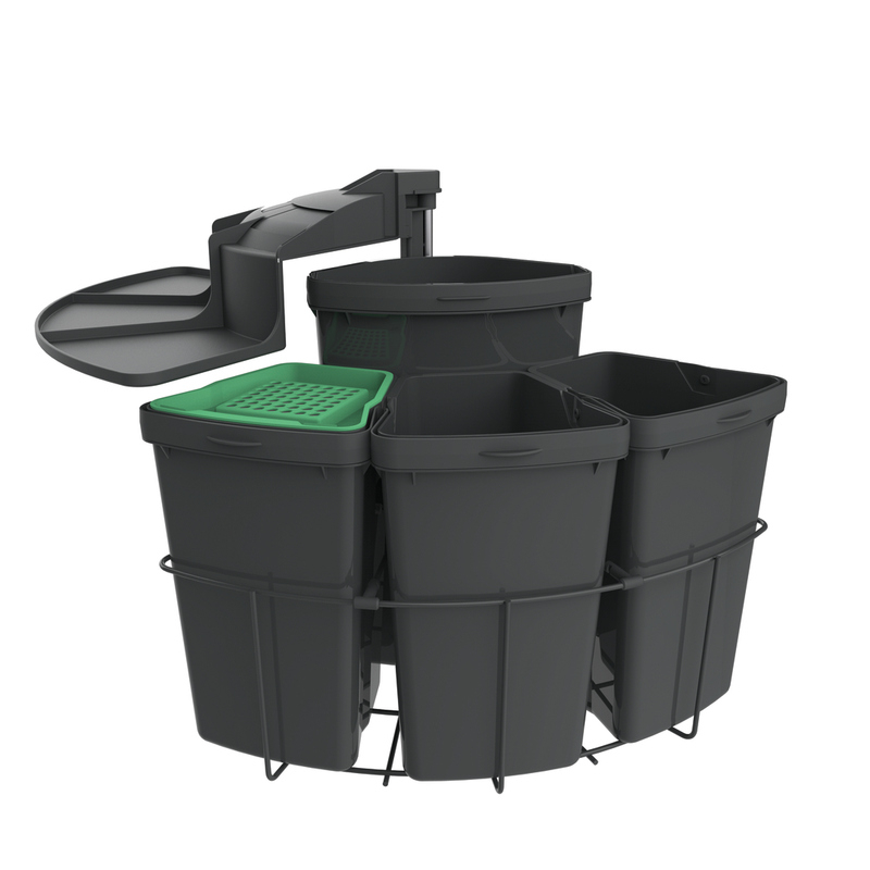 Naber Cabbi® 4 plus, with organic lid, swivel technology for revolving doors, anthracite, 39 l, 8013172