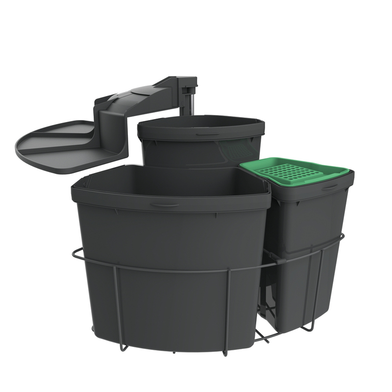 Naber Cabbi® 3 plus, with organic lid, swivel technology for revolving doors, anthracite, 39 l, 8013173