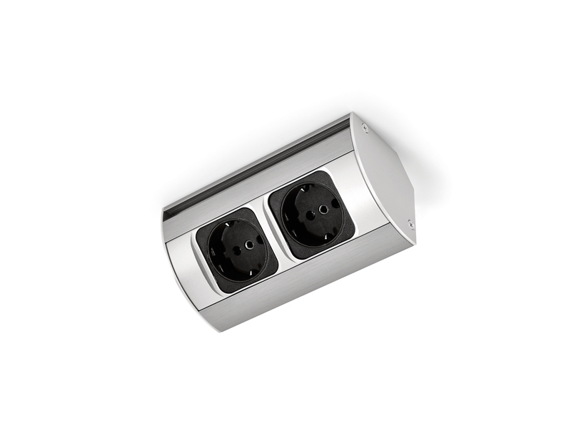 Розетки Naber Corner двойные, цвета нержавеющей стали, угловой элемент розетки, 7031220