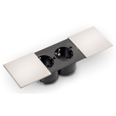 Naber Due kahekordne pistikupesa, Schuko pistikupesadega, sisseehitatud pistikupesa element, värviline roostevaba teras, 7053067