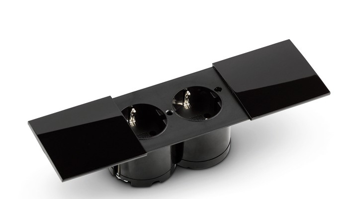 Розетка Naber Due двойная, с розетками Schuko, встроенный элемент розетки, черный, 7053081