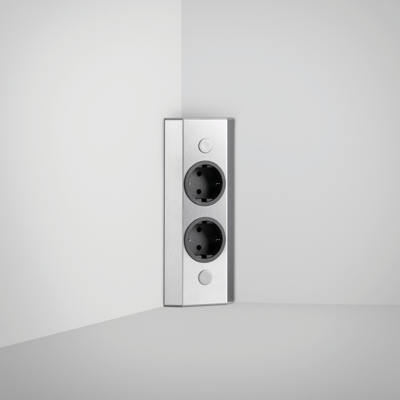 Naber Mira ES5, нержавеющая сталь, 2 розетки Schuko, угловой элемент, 7053113
