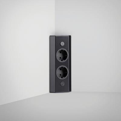Naber Mira ES5, matt must, 2 x Schuko pistikupesa, nurgapesa element, 7053114