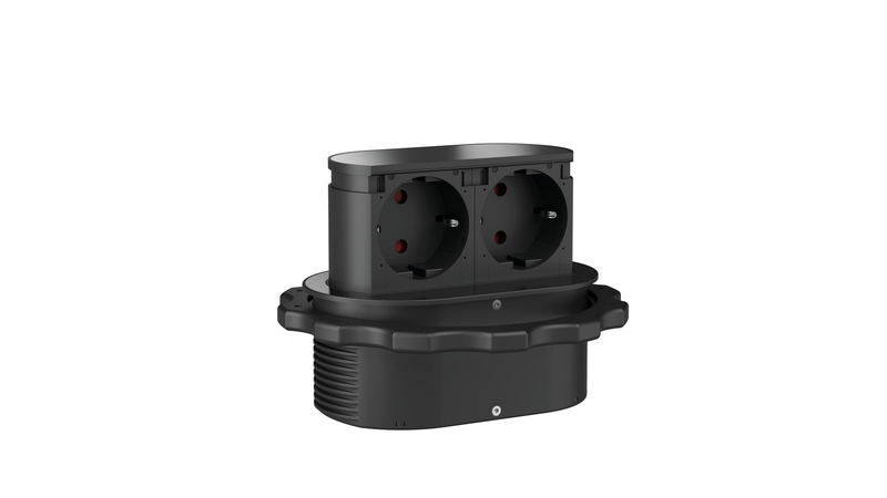 Naber Piccolino, черный матовый, выдвижная розетка Schuko, 7053199