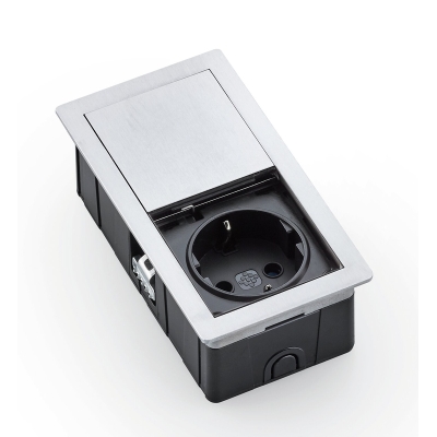 Naber VersaHit Mono, harjatud roostevaba teras, sisseehitatud pistikupesa element, 1 x Schuko pistikupesa, 7053164