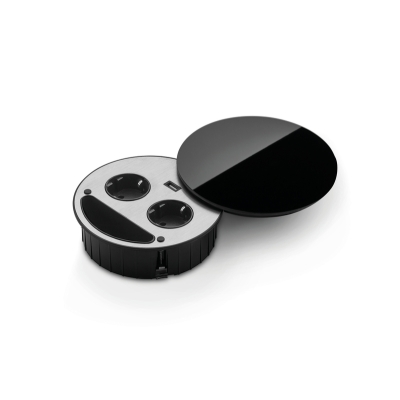 Naber Smile topeltpesa USB A, must klaas, sisseehitatud pesa element, 7053148