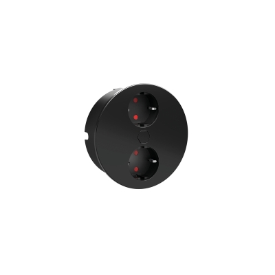 Naber Duplex E topeltpesa, ümmargune, 2x Schuko pistikupesa, mattmust, sisseehitatud pistikupesa element, 7054008