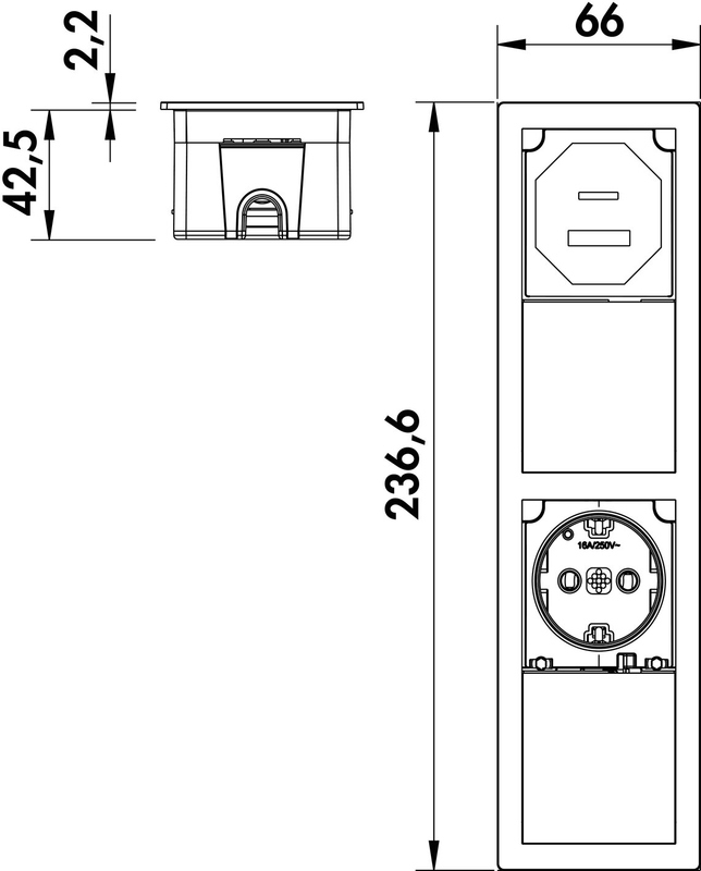 Naber VersaHit Mono Combi USB Type A/C, бронза, встроенный элемент розетки, 1 розетка Schuko, 7053261