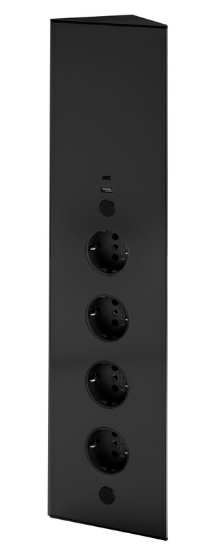 Naber Mira ES1 USB тип A/C, черный матовый, 4 розетки Schuko, угловой элемент розетки, 7053240