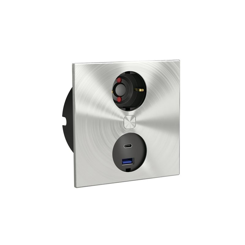 Naber Duplex E topelt USB A+C, sisseehitatud pesa roostevabast terasest, 7054004