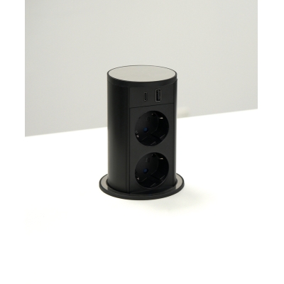 Naber VersaLift USB Type A/C, harjatud roostevaba teras, 2 x Schuko pistikupesa, sissetõmmatav, 7053265