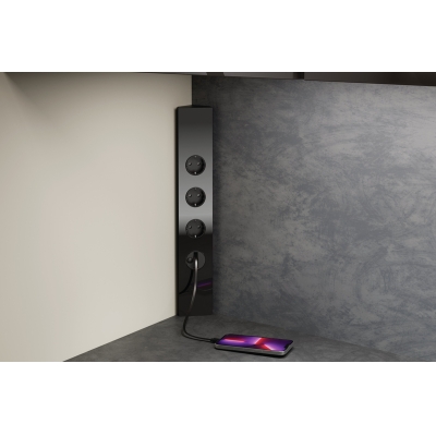 Naber Mira nurgaklaas USB C Snap, must alumiinium/must klaas, nurgapesa element, Schuko pesa, 7053203