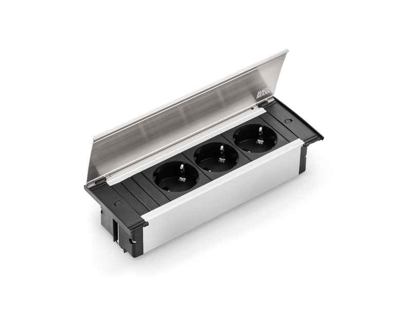 Naber Kapsa, 3x Belgia/Prantsuse pistikupesaga, roostevabast terasest värviline kate, sisseehitatud pistikupesa element, 7053083