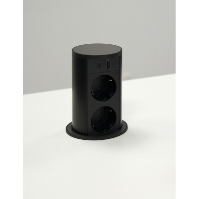 Naber VersaLift USB Type A/C, gunmetal, 2 x Schuko pistikupesa, sissetõmmatav, 7053267