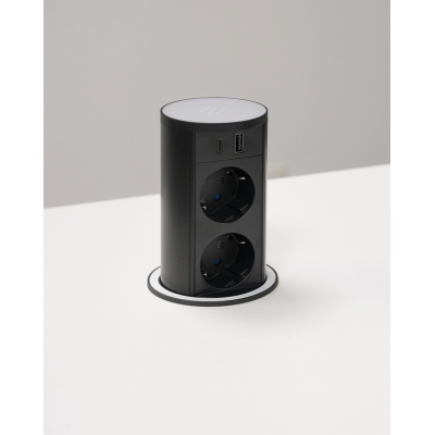 Naber VersaLift USB Type A/C, matt valge, 2 x Schuko pistikupesa, sissetõmmatav, 7053268