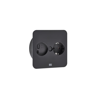 Naber Twist 2 USB A+C, kandiline, Schuko pesadega, mattmust, sisseehitatud pistikupesa element, Schuko pesa, 7053197