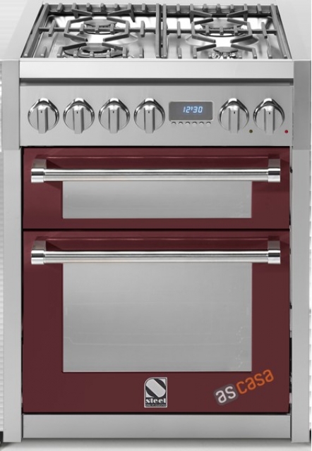 Steel Genesi 70, range cooker, 70 cm, multifunction, color burgundy red, G7FF-4IBR, with 5 year guarantee!