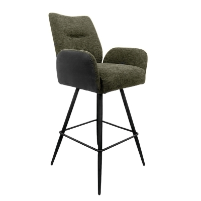 Naber Famous 2AS, stool, matt black frame, rigid, green cover, 3031320
