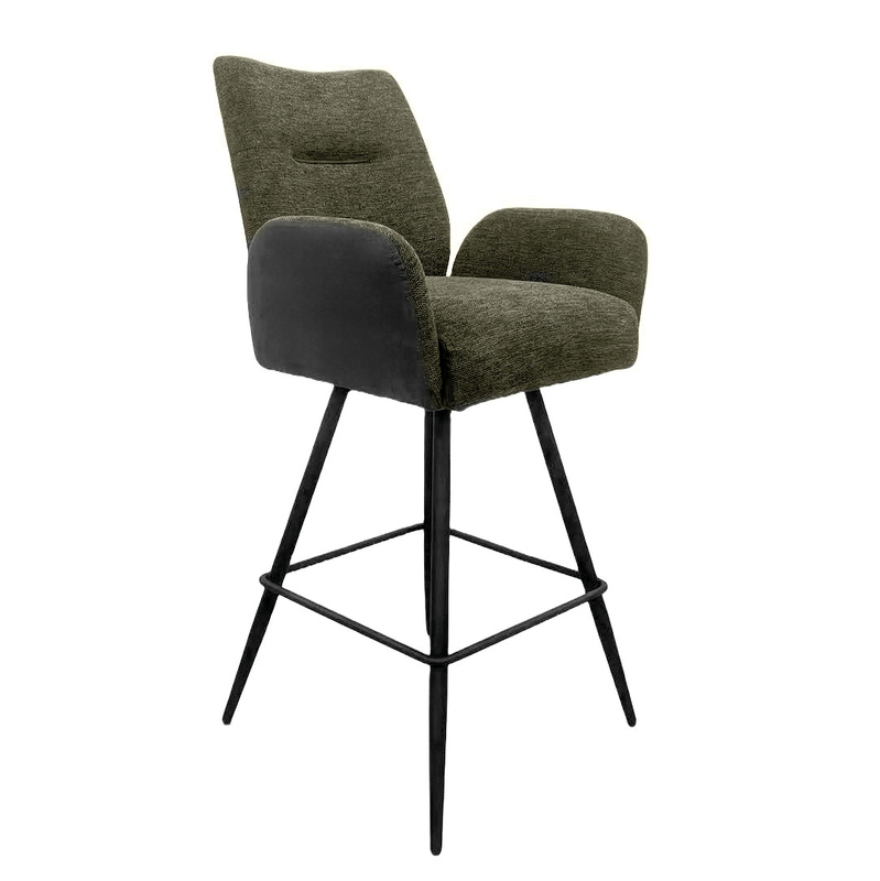 Naber Famous 2AS, stool, matt black frame, rotatable, green cover, 3031323