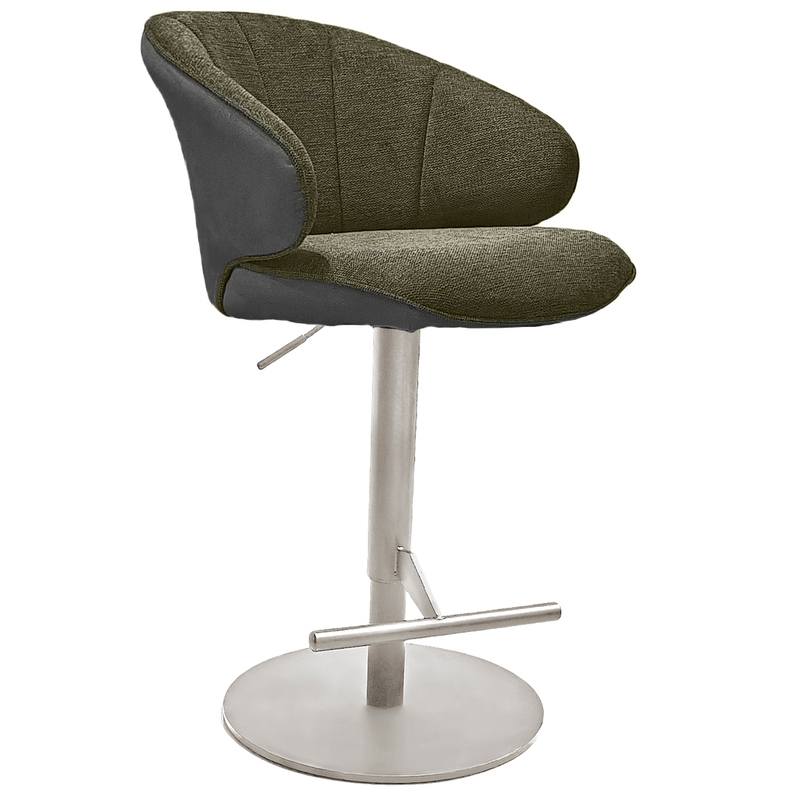 Naber Brezo AS, stool, stainless steel colored frame, round, rotatable, adjustable, green cover, 3031371