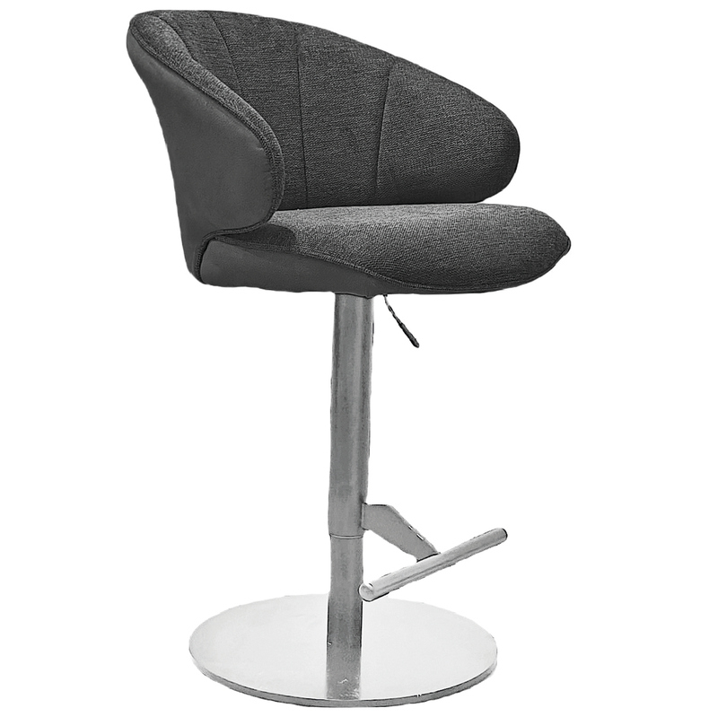 Naber Brezo AS, stool, frame stainless steel color, round, rotatable, adjustable, cover dark gray, 3031369