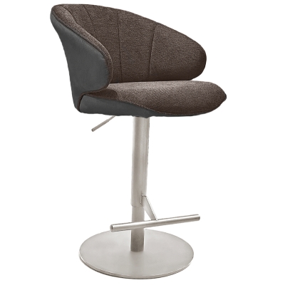 Naber Brezo AS, stool, stainless steel colored frame, round, rotatable, adjustable, brown cover, 3031370