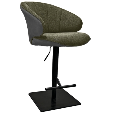 Naber Brezo 2AS, stool, matt black frame, square, rotatable, adjustable, green cover, 3031362