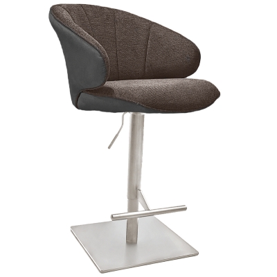 Naber Brezo AS, stool, stainless steel colored frame, square, rotatable, adjustable, brown cover, 3031367