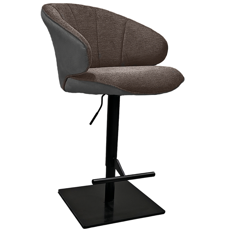 Naber Brezo 2AS, stool, matt black frame, square, rotatable, adjustable, brown cover 3031361