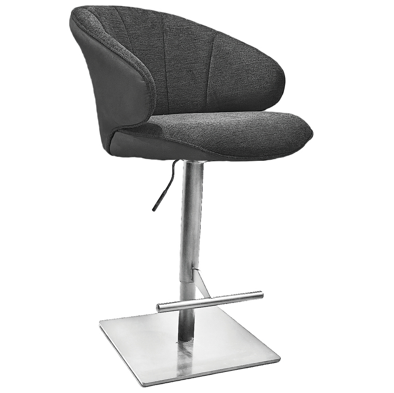 Naber Brezo AS, stool, stainless steel colored frame, square, rotatable, adjustable, dark gray cover, 3031366